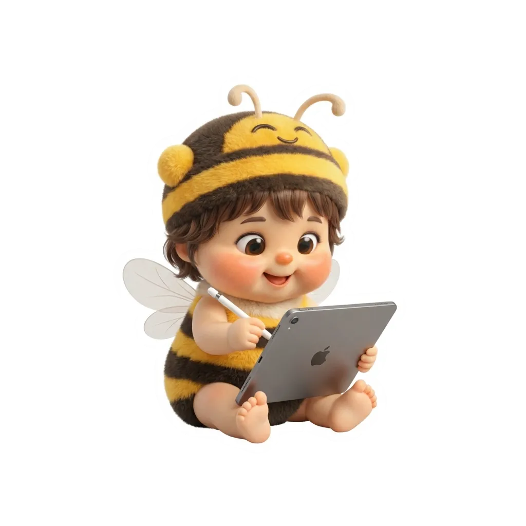 ผึ้งอ้วนถือแท็บเล็ต